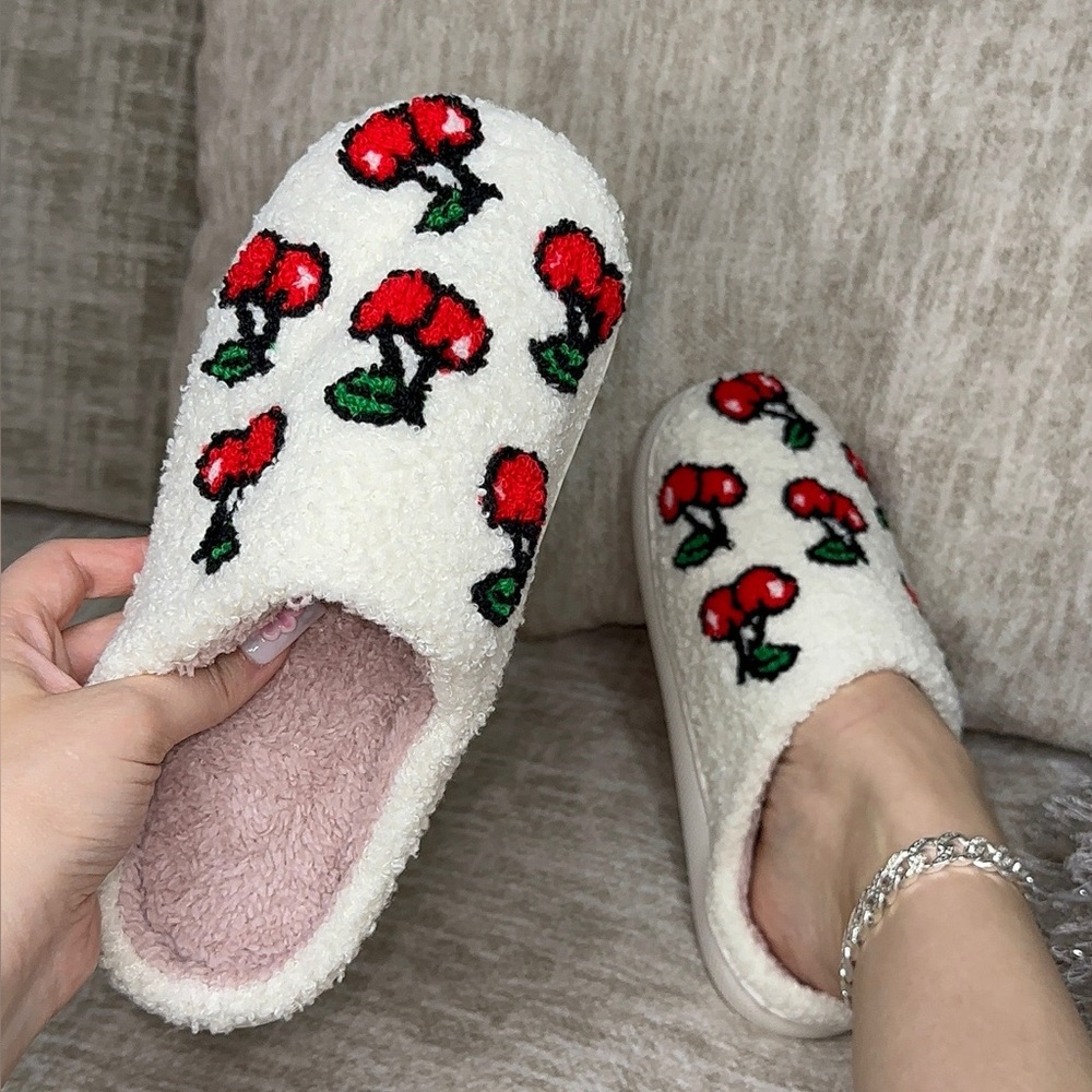 Cherry House Slippers sizes 6, 7, 8